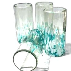 MAREY Hand-Blown Drinking Glasses Mexico Sky Confetti, Set of 4 (16 oz / 470 ml)